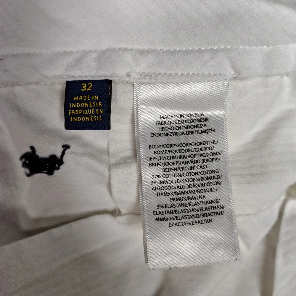 Polo Ralph Lauren Mens White Pony Embroidered Stretch Classic Fit Shorts 32